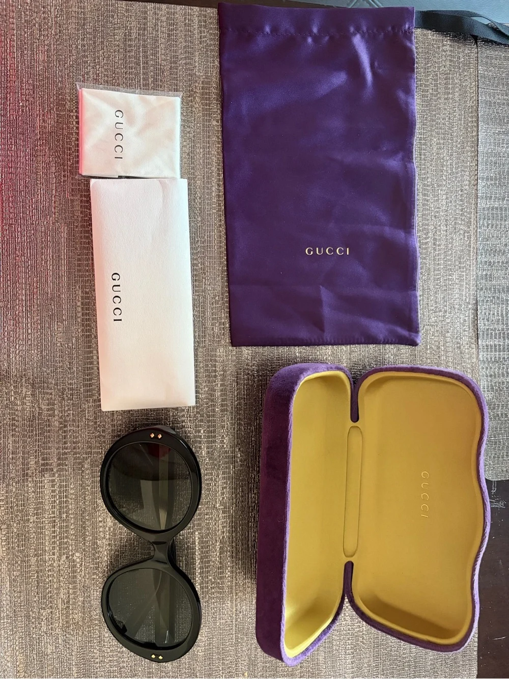 Gucci Oversized Round Black Sunglasses with Dark Lenses